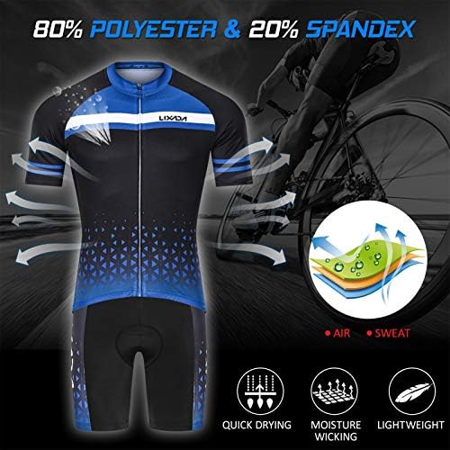 Jersey de ciclismo de Lixada Men Conjunto de camisa de bicicleta MTB de seco rápido respirável com shorts
