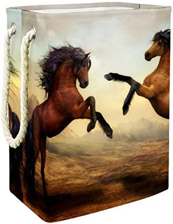 Deyya Horses Wild Horses Animais Wild Stallion Ride Randey Cestas de roupa cestam -se de altura para