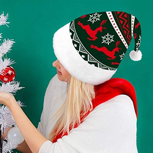 Chapéu de Papai Noel de Natal, Elk Snowflake Xmas Holiday Hat Hat for Adults, Unisex Comfort Christmas Hats