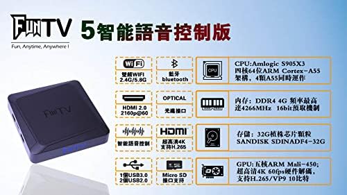 FUNTV Chinês 增强 版 2023 Box de TV chinesa 5ª geração Atualizou a China/Hong Kong/Taiwan TV e sete