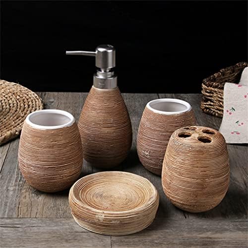Sslfqnd marrom escuro Criativo criativo para a manutenção de banheiro de cerâmica europeia de cinco peças