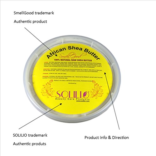 Smellgood - Manteiga de karité africana pura não refinada, natural e artesanal, cor amarela, embalada em recipiente