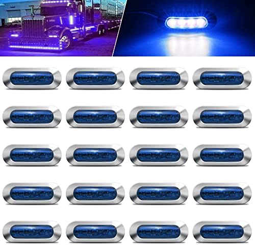 Aoxlfu 20pcs azul 12-24V LEDS LUZES DE TRAILHADORES LUZES DE LIVRES LIVERSOS DE TRAÇÃO TRASEIRA PARA CAIXA