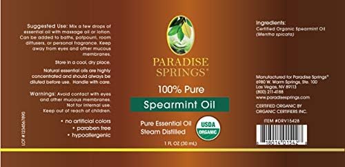 Paradise Springs Óleo essencial puro - óleo orgânico certificado pelo USDA - 1 oz - 1 oz
