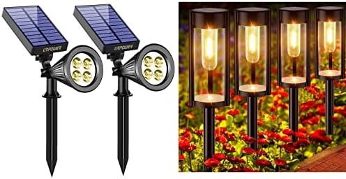 Luzes solares de Urpower Luzes ao ar livre, luzes solares ajustáveis ​​ao ar livre 6 pacote solar luzes externas
