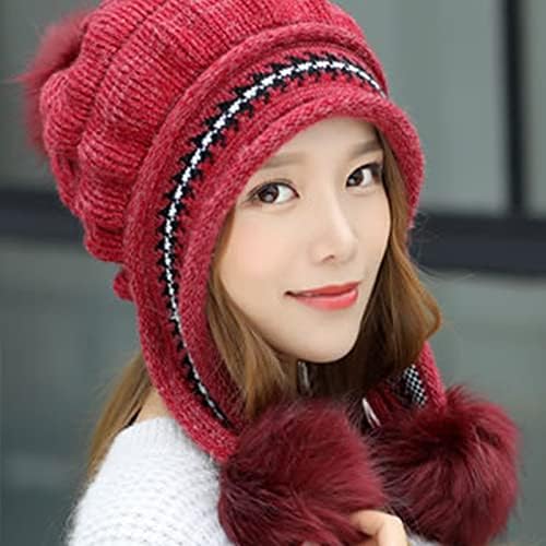 Chapéu quente de proteção espessa esportes de fã de fãs de bola feminina malha de malha de lã de lã Caps