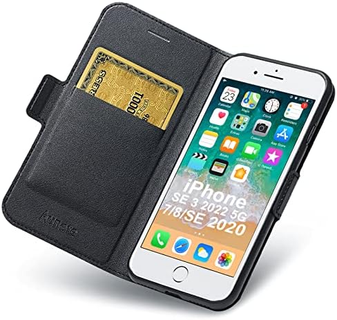 Aunote iPhone SE 2020 Wallet Case, iPhone 8 Wallet Case, iPhone 7 Flip Case com suporte para cartão, fechamento