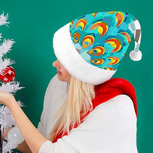 Chapéu de Papai Noel de Natal, textura de pavão chapéu de férias de Natal para adultos, Hats de Natal de Comforto
