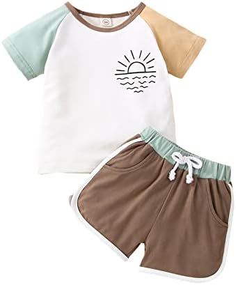 Criança meninas meninas garotas roupas de verão roupas solar estampado conjunto de manga curta shorts