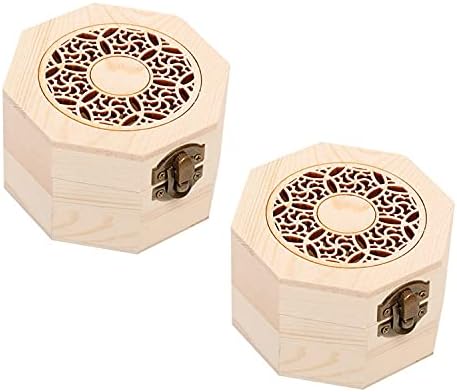 Long Xin Series 2 Pcs 3.7''x1.6''x2.4 '' Octagon Hollow Out Wooden Treasure Boxes de presente caixas de armazenamento