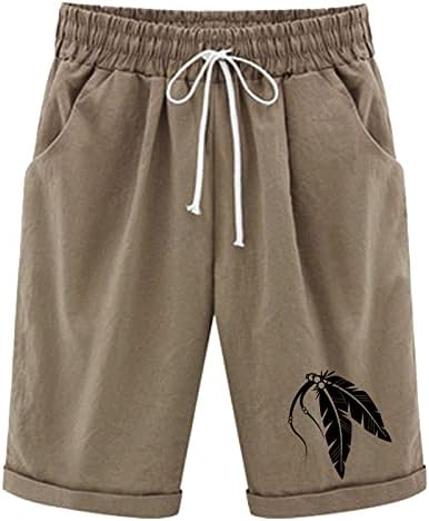 Shorts de bermudas para mulheres até o joelho de verão casual colorido shorts com bolsos saltos longos e folgados