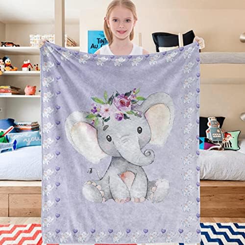Cobertor de elefante para meninas Cobertores roxos de elefante para criança Cobertores de lã de flanela