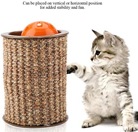 Gato arranhando post sisal natural gato rolante rolo de gato de gato pós rollo de pelúcia com jingle sino