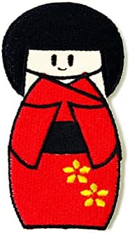 PL Doll menina japonesa kokeshi vintage fofo desenho animado costurar ferro em apliques de apliques