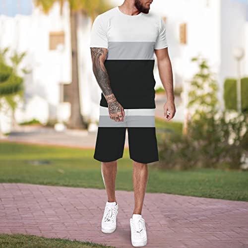 Camisas masculinas de verão Casual elegância masculina fita casual shorts de manga curta Terno 2 peças camiseta