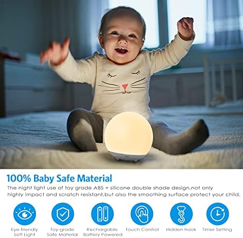 Luz noturna de berçário da versão mais recente de Ankilo para bebês, lâmpada de sensor de toque de cabeceira