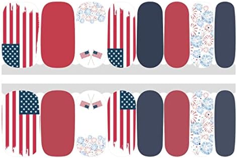 Sporty Nails Stars & Stripes American Flag unhas Praços | 16 tiras de esmalte de verdade | Praços