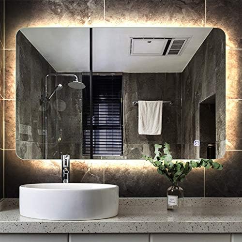 Espelho de maquiagem espelho montado na parede Moderno, espelho de banheiro iluminado LED com