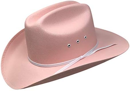 Western Express Kids Pink Cattleman Straw Hat com banda branca