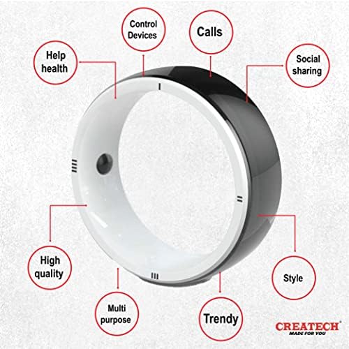 Createch Smart Ring R5, mais recente anel de tecnologia com 6 cartões RFID e 2 pedras de saúde, anel elegante