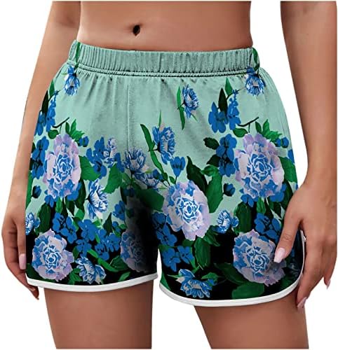 Shorts de natação para roupas de banho feminina, shorts florais de verão shorts atléticos casuais shorts curtos