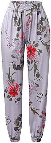 Miashui suores harlan casa elástica ao ar livre calças estampadas calças flores casuais calças femininas calças casuais confortáveis ​​mulheres