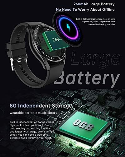 Droos Smart Watch for Men suporta gravação única e Bluetooth Chamada de 8 GB de Memória Local Music Smart