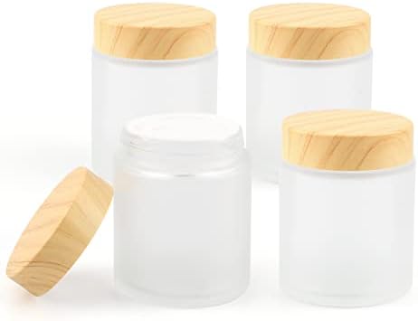 4 pacote 100g/3,4 onças jarra de vidro fosco jarra vazia jarra de recipientes cosméticos jarra de viagem