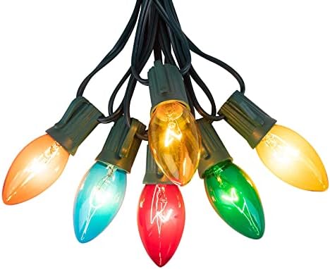 Lâmpadas de iluminação lxcom C9 Lâmpadas incandescentes verdes 7W Bulbos de substituição de Natal