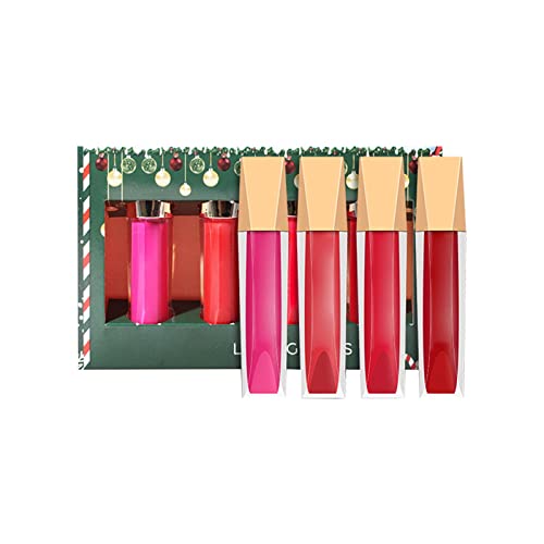 Venha, Crystal Mattes Lip Gloss Set Caixa de presente de Natal 4 cores impermeabilizada Longo Lip