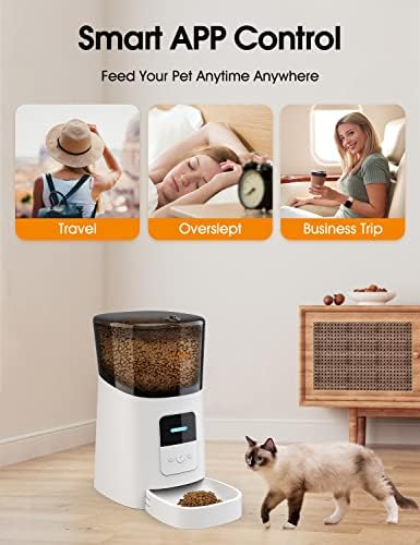 Wopet 6L alimentador automático de gatos, Wi-Fi permitiu alimentador de animais inteligente para gatos e cães,
