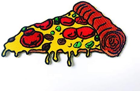 Pizza Slice Italian Fast Food Retro Distintante Costura Costura em remendo de remendo Ferro bordado na