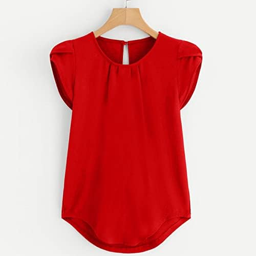 NYYBW TOPS Camiseta de cor sólida de cor sólida feminina Moda curta Moda redonda de verão Casual Blusa