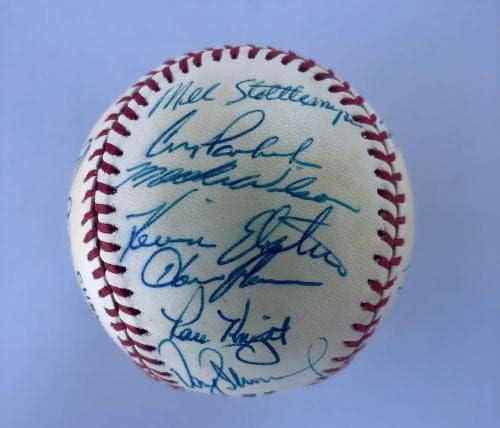 1986 A equipe do New York Mets World Champ assinou NL Baseball-28 Signatures-JSA Letter-Bolalls autografados