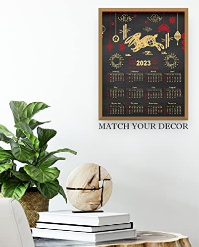 2023 Calendário, ano lunar chinês do coelho 11 x14 ouro na parede ou mesa anual preta em um planejador