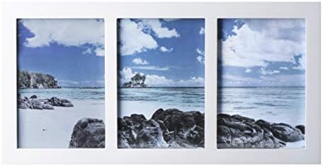 Klikel 3 colagem de fotos moldura de madeira branca sólida - 3 abertura 5 x 7 slots de imagem
