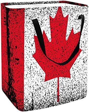 Canadá Bandeira Grunge Maple Leaf Red White Black Black Basket Basking Bin Bin com alças para cesto, quarto de crianças, armazenamento de brinquedos