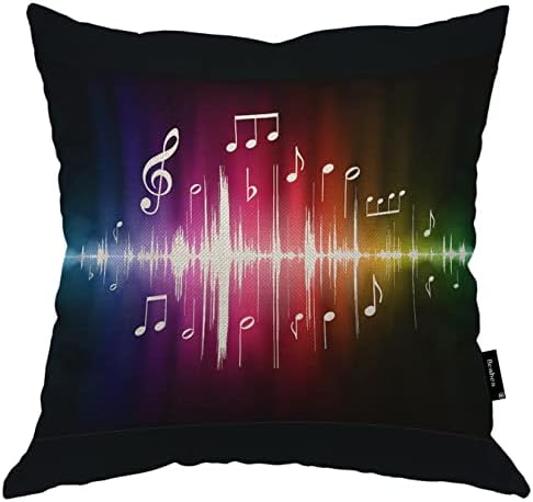 Notas musicais Beabes Tampa de travesseiros arco -íris Notas de arco -íris Ondas espectro ondas