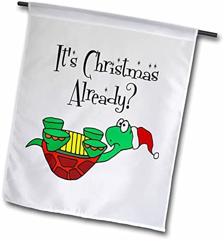 3drose fofo engraçado de cabeça para baixo Tartaruga vestindo Papai Noel Hat Christmas Cartoon - Flags