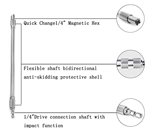 2pcs MOCOST Flexível Extensão Broca de broca de bits, 7,9 e 11,8 Eixo flexível Connection driver de impacto