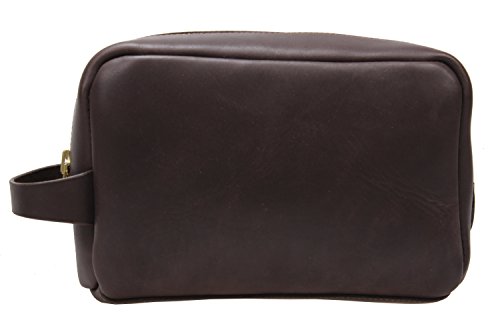 Iblue Leather Hanketness Bag Travel DOPP Kit de barbear Organizador Brown I517