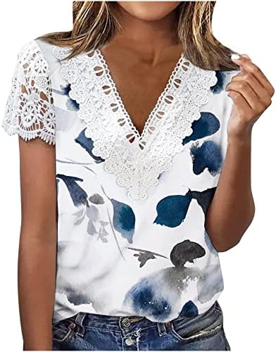 Camisas florais para mulheres de crochê de crochê de renda Tops de moda curta Camise