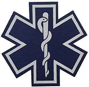 2pcs Reflexões médicas reflexivas, EMT EMS paramédico Medical Star of Life Bordeded Fabric Patches com apoio de