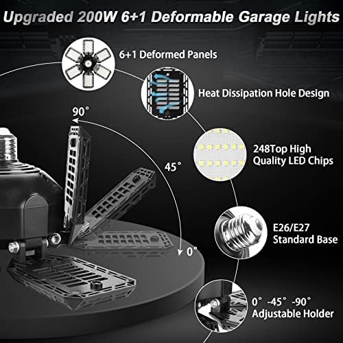 Luz de garagem LED de 4 pacote, luz de 200w LED LUZ, LUZES DE GARAGEM E26/E27 LUZES DE GARAGEM SUPER