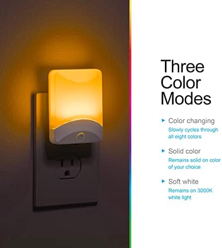 A luz noturna LED de mudança de cor, conecte-se à parede, anoitecer ao Sensor Amanhecer, para