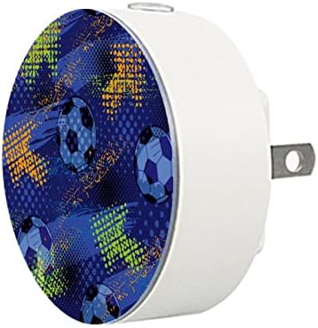 2 Pacote de plug-in Nightlight Night Night Light Futebol Blue com sensor do anoitecer para o quarto para