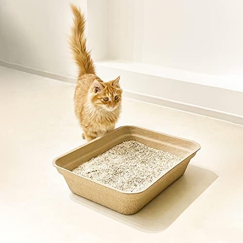 Caixa de areia descartável de pacote Wuweot 8, bandeja de areia de ninhada de gato de papel, panela de ninhada,