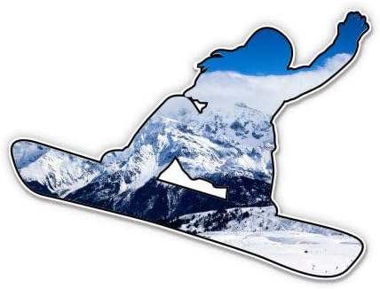 Snowboard Girl Mountains - Adesivo de vinil de 3 - para laptop de carro para laptop panela - decalque
