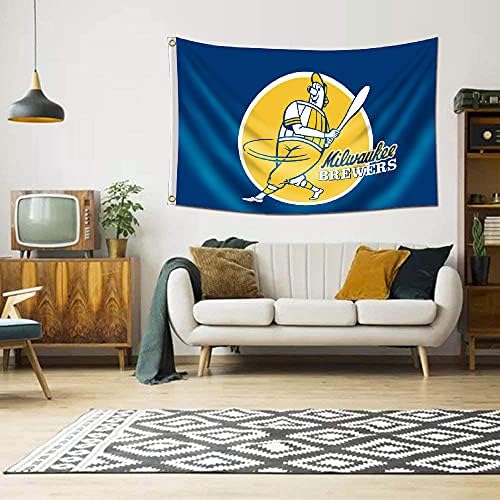 Enmoon Milwaukee Banner Bandeira Bandeira 3x5 ft Banner de logotipo Retro Barrelman ótimo para dormitório