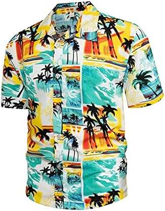 Masculino plus size tops de verão botão para baixo bordra masculina impressão casual solto Aloha camisa
